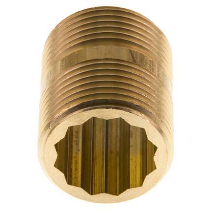 G 1'' Brass Double Pipe Nipple 16 Bar DIN 2982 - 40mm