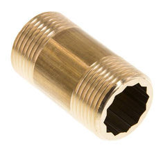 G 1'' Brass Double Pipe Nipple 16 Bar DIN 2982 - 60mm