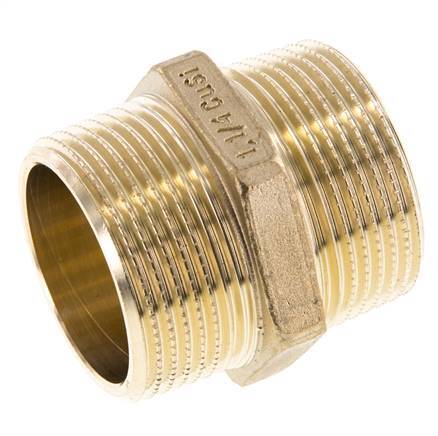 R 1 1/4'' Brass Double Nipple 16 Bar