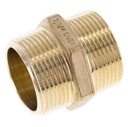 R 1 1/4'' Brass Double Nipple 16 Bar