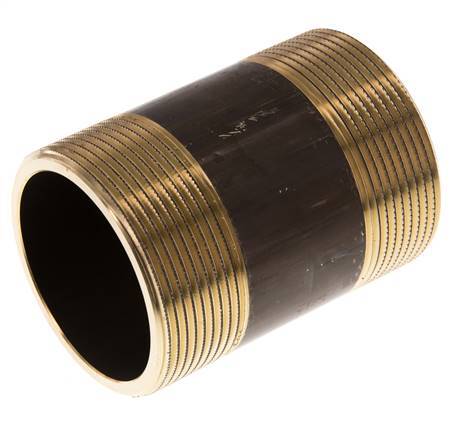 G 2'' Brass Double Pipe Nipple 16 Bar DIN 2982 - 80mm