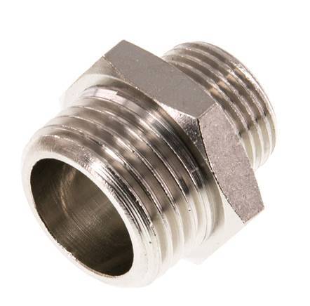 G 1/2'' x G 3/8'' Nickel plated Brass Double Nipple 16 Bar [2 Pieces]