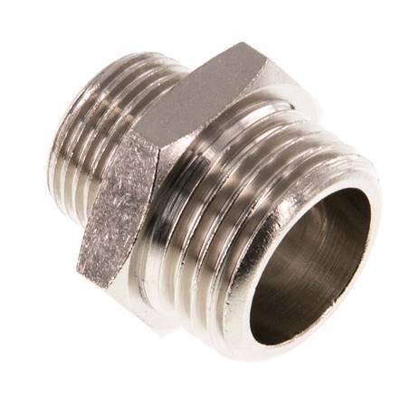 G 1/2'' x G 3/8'' Nickel plated Brass Double Nipple 16 Bar [2 Pieces]