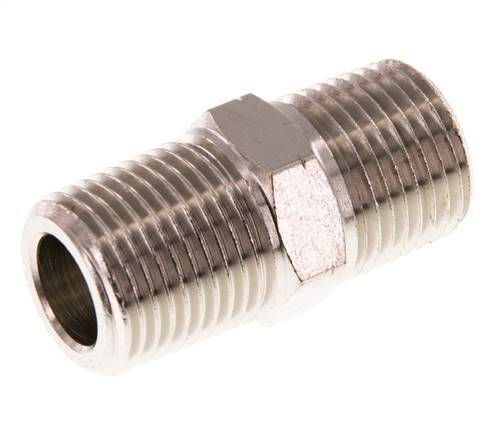 1/2'' NPT x R 1/2'' Nickel plated Brass Double Nipple 60 Bar