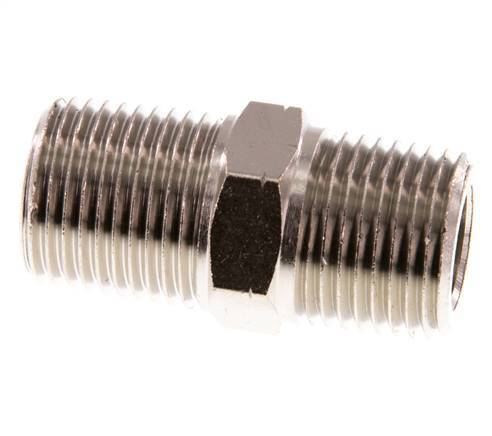 1/2'' NPT x R 1/2'' Nickel plated Brass Double Nipple 60 Bar