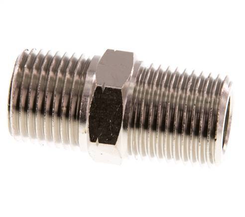 1/2'' NPT x R 1/2'' Nickel plated Brass Double Nipple 60 Bar