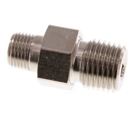 R 1/4'' x R 1/8'' Nickel plated Brass Double Nipple 3-pieces with Conically sealing 16 Bar [2 Pieces]
