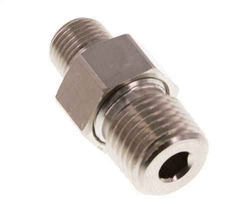 R 1/4'' x R 1/8'' Nickel plated Brass Double Nipple 3-pieces with Conically sealing 16 Bar [2 Pieces]