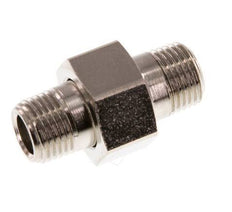 R 1/8'' Nickel plated Brass Double Nipple 3-pieces with Conically sealing 16 Bar [2 Pieces]