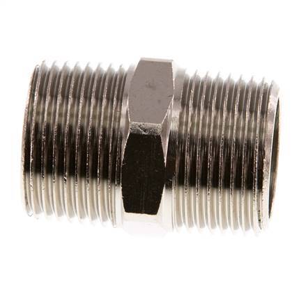 R 3/4'' Nickel plated Brass Double Nipple 16 Bar