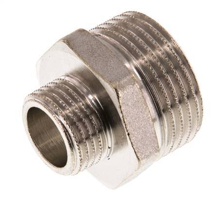 G 1'' x G 1/2'' Nickel plated Brass Double Nipple 16 Bar