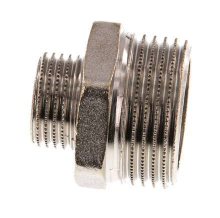 G 1'' x G 1/2'' Nickel plated Brass Double Nipple 16 Bar