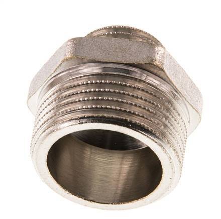 G 1'' x G 1/2'' Nickel plated Brass Double Nipple 16 Bar