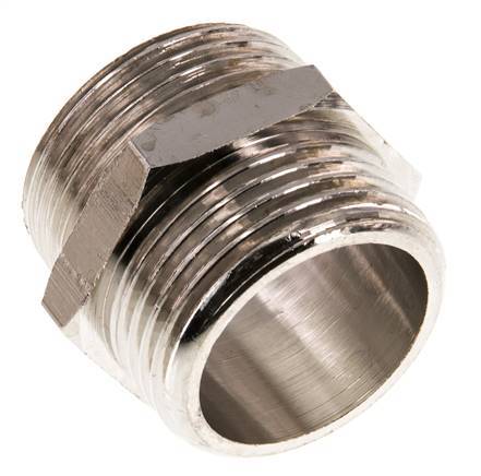 G 1'' Nickel plated Brass Double Nipple 16 Bar