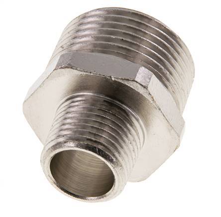 R 1'' x R 1/2'' Nickel plated Brass Double Nipple 16 Bar