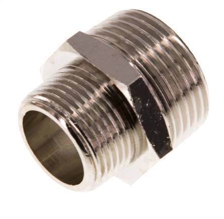 R 1'' x R 3/4'' Nickel plated Brass Double Nipple 16 Bar