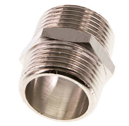 R 1'' Nickel plated Brass Double Nipple 16 Bar