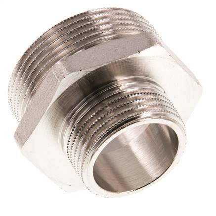G 1 1/2'' x G 1'' Nickel plated Brass Double Nipple 16 Bar