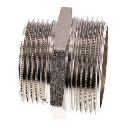 G 1 1/2'' x G 1 1/4'' Nickel plated Brass Double Nipple 16 Bar