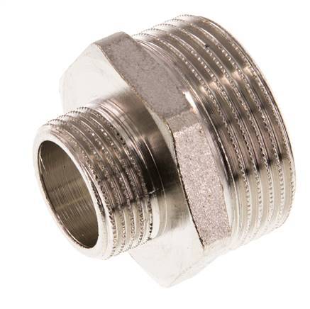 G 1 1/4'' x G 3/4'' Nickel plated Brass Double Nipple 16 Bar