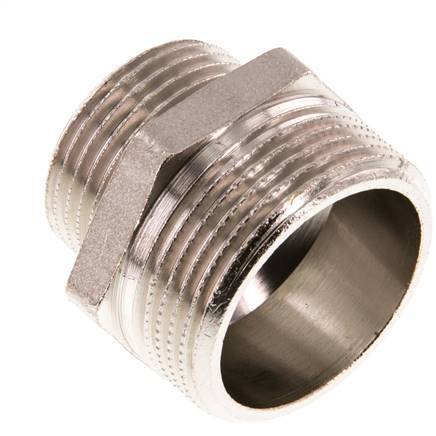 G 1 1/4'' x G 1'' Nickel plated Brass Double Nipple 16 Bar