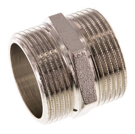 G 1 1/4'' Nickel plated Brass Double Nipple 16 Bar