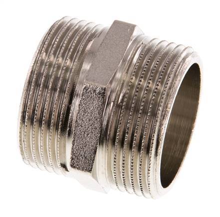 G 1 1/4'' Nickel plated Brass Double Nipple 16 Bar