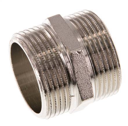 G 1 1/4'' Nickel plated Brass Double Nipple 16 Bar