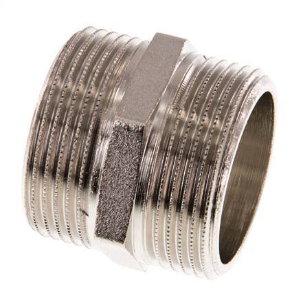 G 1 1/4'' Nickel plated Brass Double Nipple 16 Bar