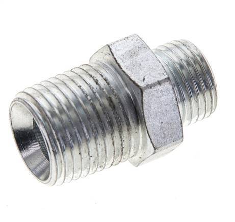 UN 11/16''-16 x 1/2'' NPT Zinc plated Steel Double Nipple ORFS 630 Bar - Hydraulic