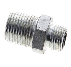 UN 11/16''-16 x 1/2'' NPT Zinc plated Steel Double Nipple ORFS 630 Bar - Hydraulic