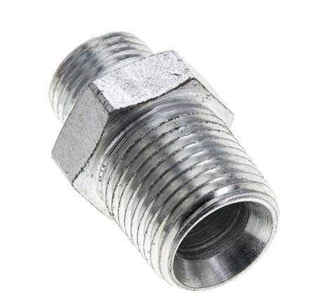 UN 11/16''-16 x 1/2'' NPT Zinc plated Steel Double Nipple ORFS 630 Bar - Hydraulic