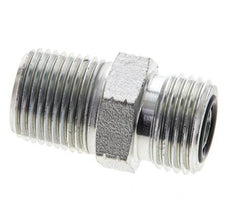 UN 11/16''-16 x 3/8'' NPT Zinc plated Steel Double Nipple ORFS 630 Bar - Hydraulic