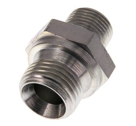 G 1/2'' x G 3/8'' Zinc plated Steel Double Nipple 400 Bar - Hydraulic [2 Pieces]