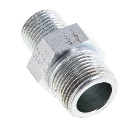 1/2'' NPT x 3/4'' NPT Zinc plated Steel Double Nipple 170 Bar - Hydraulic