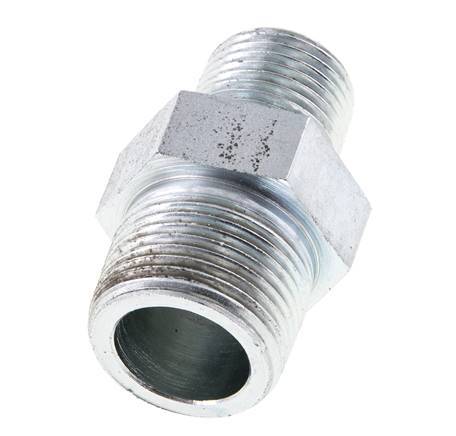 1/2'' NPT x 3/4'' NPT Zinc plated Steel Double Nipple 170 Bar - Hydraulic