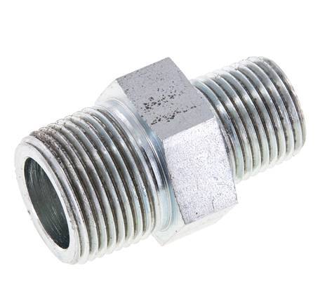 1/2'' NPT x 3/4'' NPT Zinc plated Steel Double Nipple 170 Bar - Hydraulic