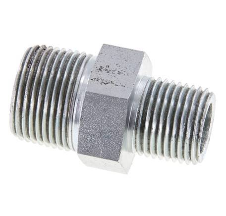 1/2'' NPT x 3/4'' NPT Zinc plated Steel Double Nipple 170 Bar - Hydraulic
