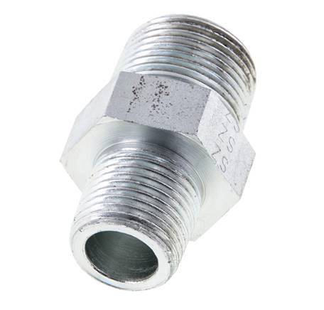 1/2'' NPT x 3/4'' NPT Zinc plated Steel Double Nipple 170 Bar - Hydraulic