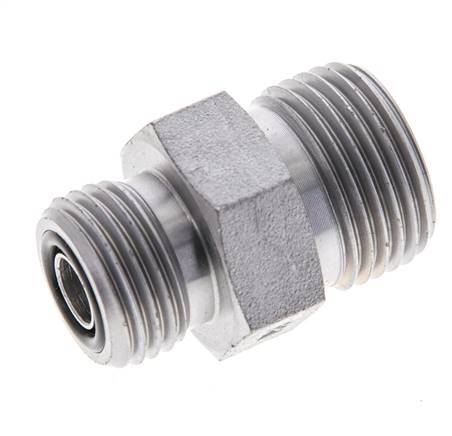 UN 13/16''-16 x UN 11/16''-16 Zinc plated Steel Double Nipple ORFS 630 Bar - Hydraulic