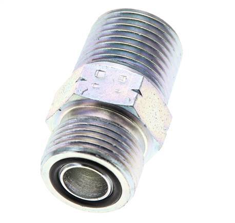 UN 13/16''-16 x 1/2'' NPT Zinc plated Steel Double Nipple ORFS 630 Bar - Hydraulic