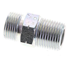 UN 13/16''-16 x 1/2'' NPT Zinc plated Steel Double Nipple ORFS 630 Bar - Hydraulic