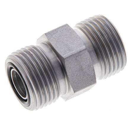 UN 13/16''-16 Zinc plated Steel Double Nipple ORFS 630 Bar - Hydraulic