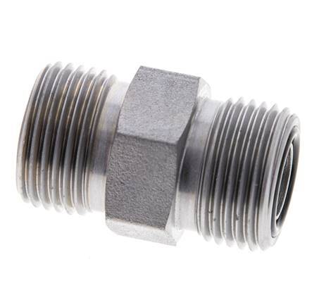 UN 13/16''-16 Zinc plated Steel Double Nipple ORFS 630 Bar - Hydraulic