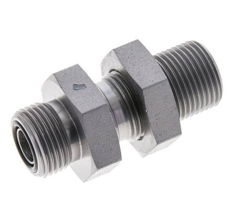 UN 13/16''-16 Male Zinc plated Steel Bulkhead Fitting ORFS 630 Bar - Hydraulic