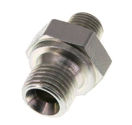 G 1/4'' x G 1/8'' Zinc plated Steel Double Nipple 400 Bar - Hydraulic [5 Pieces]
