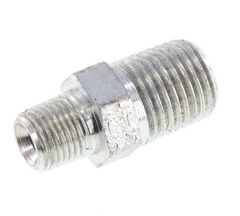 1/8'' NPT x 1/4'' NPT Zinc plated Steel Double Nipple 375 Bar - Hydraulic [2 Pieces]