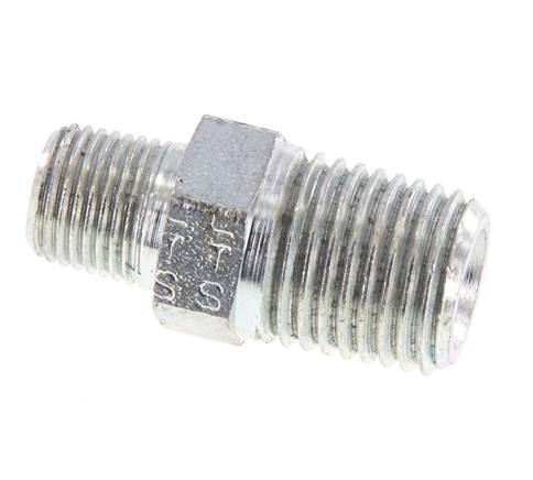 1/8'' NPT x 1/4'' NPT Zinc plated Steel Double Nipple 375 Bar - Hydraulic [2 Pieces]