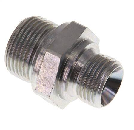 G 3/4'' x G 1/2'' Zinc plated Steel Double Nipple 400 Bar - Hydraulic