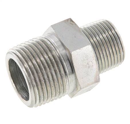 3/4'' NPT x 1'' NPT Zinc plated Steel Double Nipple 140 Bar - Hydraulic